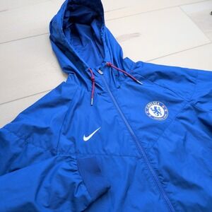 Nike Chelsea FC Windrunner Jacket Mens M Full Zip Hooded Blue Football Soccer